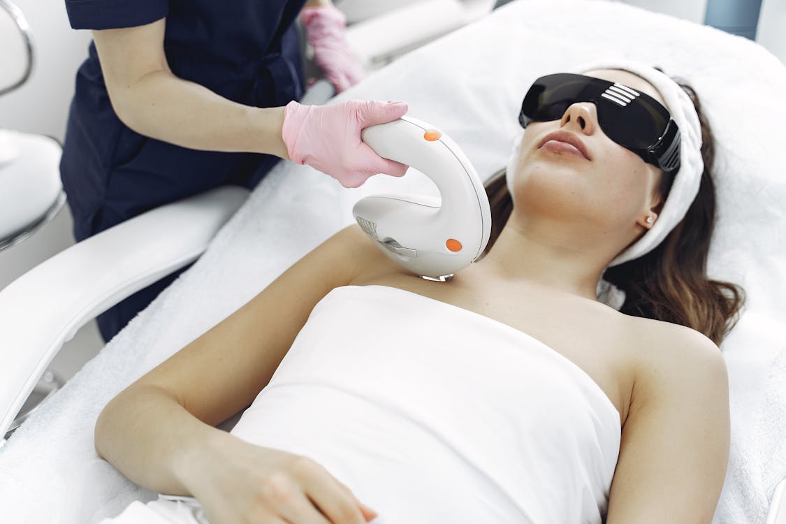 LED light therapy facial treatment session